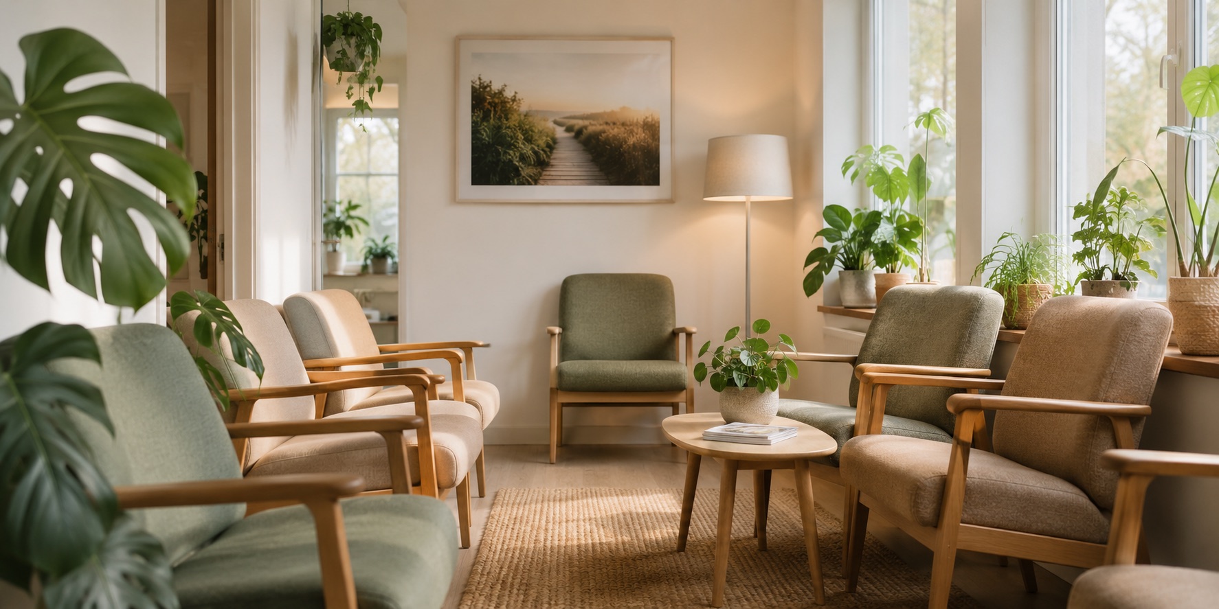 Rustige, lege wachtkamer van de praktijk